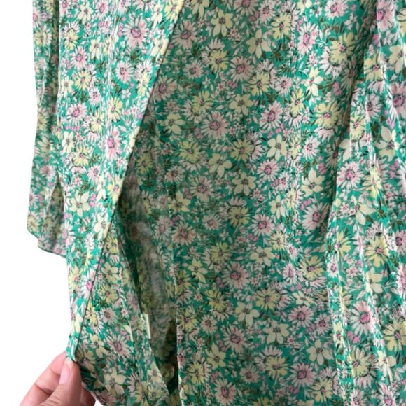 HAUTE MONDE | Women's V-Neck Floral Cut Out Tie Back Bohemian Boho Top | Size L - Picture 9 of 14